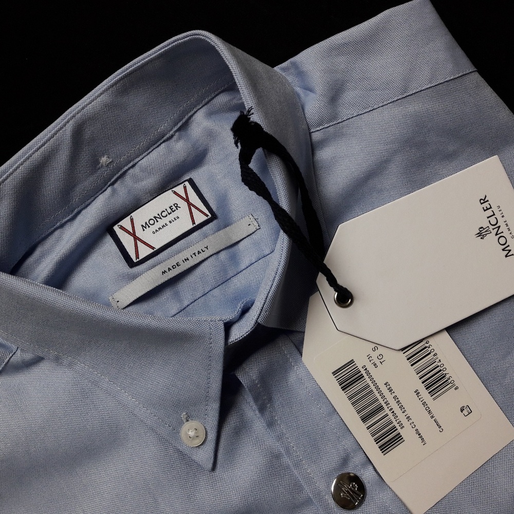 MONCLER MEN GREY BUTTON DOWN SHIRT